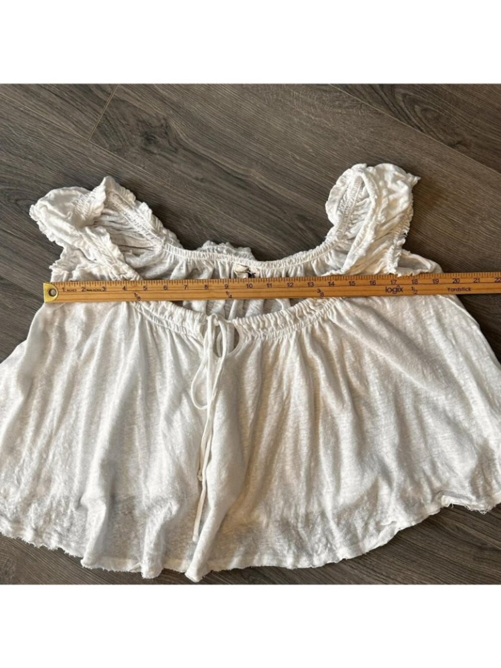We The Free People Tank Top Women M White Linen Ruffle Strap Cropped Boho Summer - Picture 8 of 12